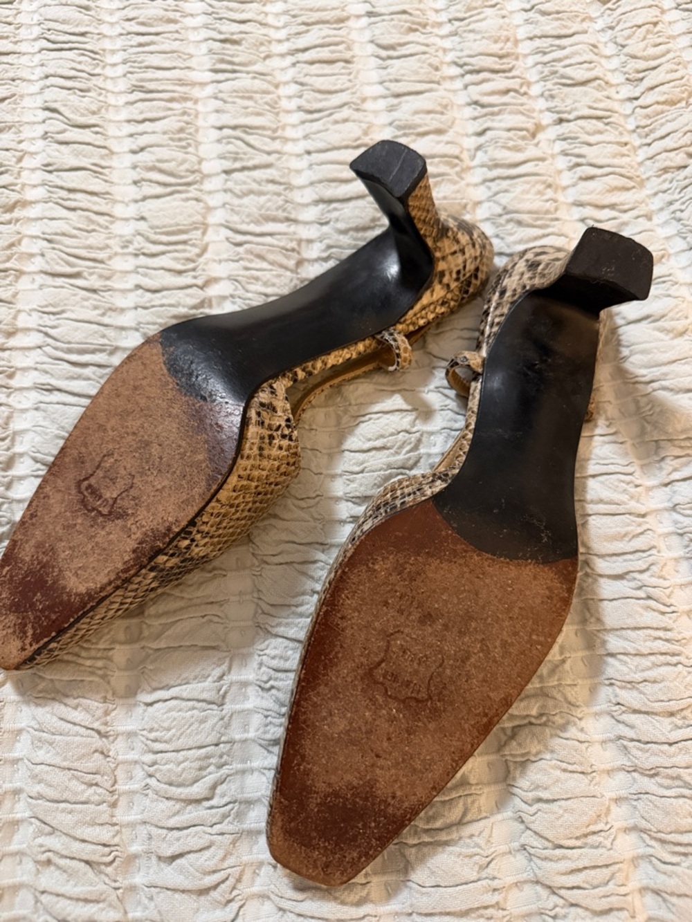 Vintage Stuart Weitzman Snake-Print Slingback heels - Picture 3 of 7